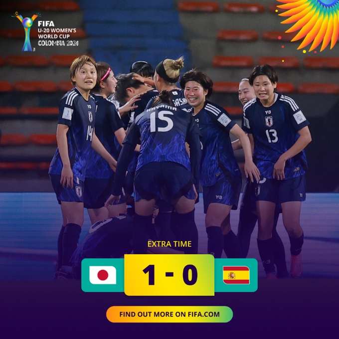 U20女足世界杯日本1-0擊敗西班牙，半決賽將戰(zhàn)荷蘭女足